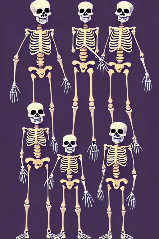 Prompt: detailed concept art illustration of skeletons wearing clothes, at a park, skeleton family, waving at the camera, bones, featured on artstation, featured on behance, featured on illustrationx, featured on conceptartworld, cinematic, cinematic lighting, outdoor, concept art, landscape composition, f 2. 4, vibrant colors