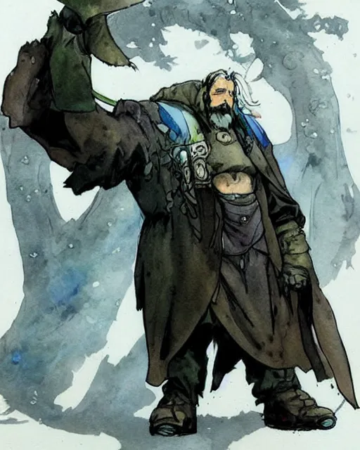 Image similar to Loxodon Druid, drawn by Yoji Shinkawa, water color, Dungeons and Dragons, Wizards of the Coast