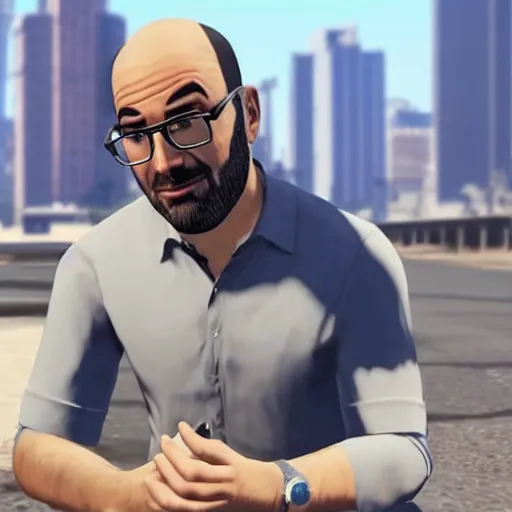 Prompt: Micheal Vsauce as the main character in the new gta 6 trailer no text