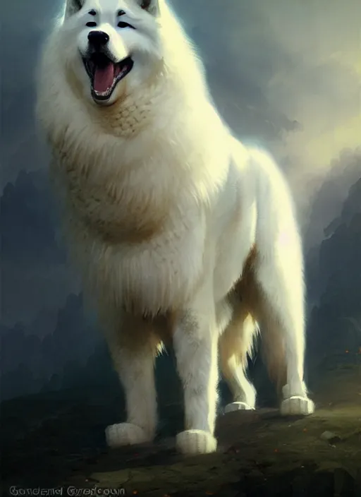 Image similar to samoyed by bayard wu, anna podedworna, gaston bussiere, greg rutkowski