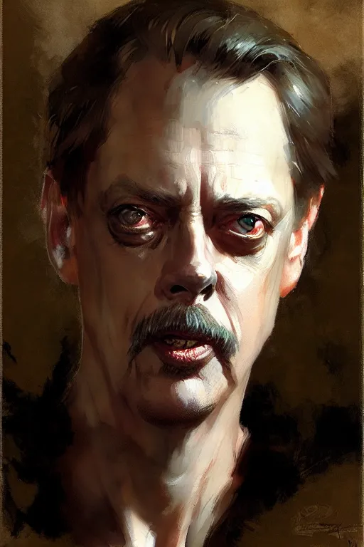 Image similar to steve buscemi portrait dnd, painting by gaston bussiere, craig mullins, greg rutkowski, yoji shinkawa