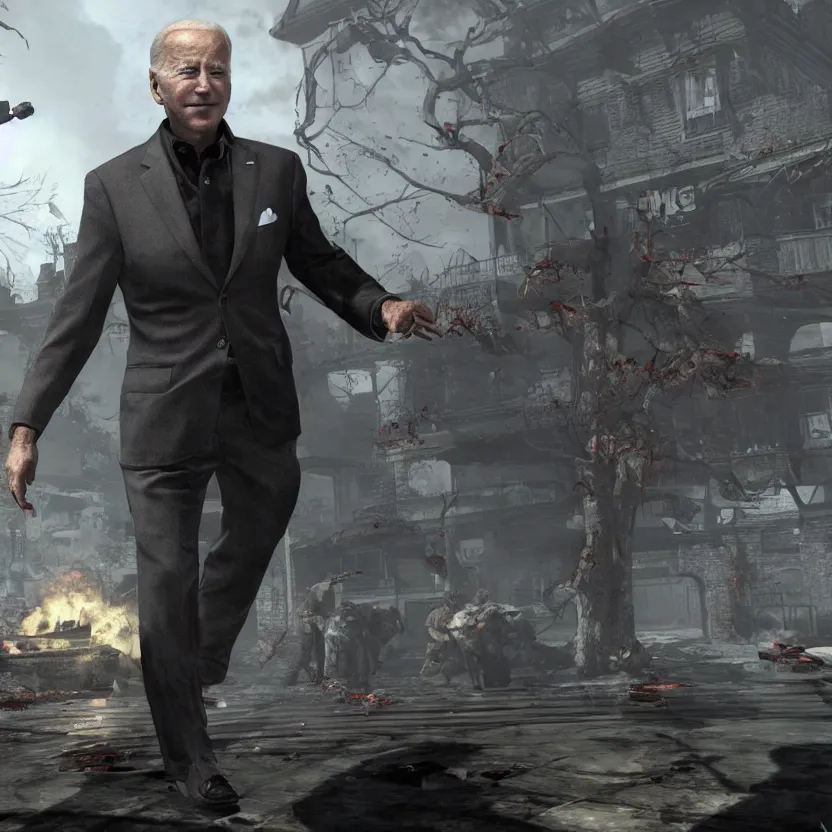 Image similar to Joe Biden in Call of Duty Zombies Tranzit Map