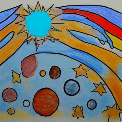 Prompt: the end of the universe, children's drawing