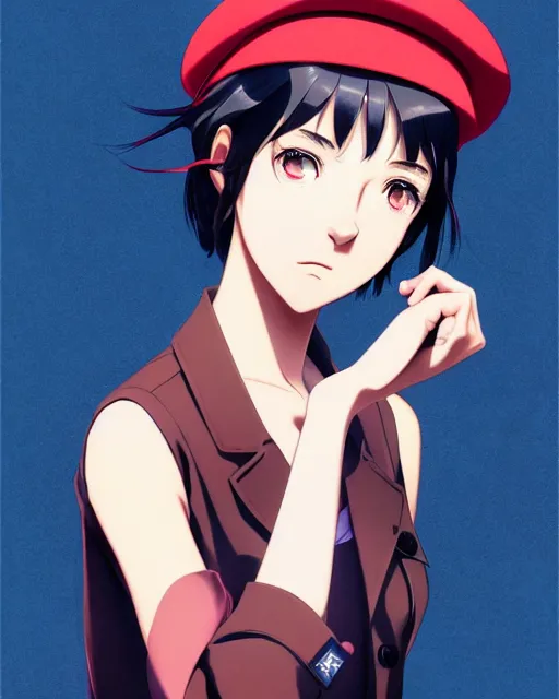 Image similar to girl with a beret | | very very anime!!!, fine - face, audrey plaza, realistic shaded perfect face, fine details. anime. realistic shaded lighting poster by ilya kuvshinov katsuhiro otomo ghost - in - the - shell, magali villeneuve, artgerm, jeremy lipkin and michael garmash and rob rey