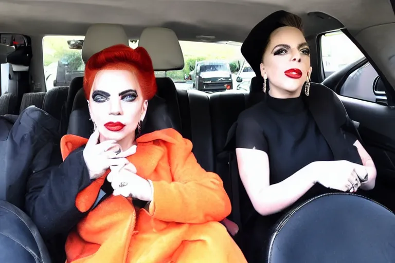 Image similar to lady gaga and judy garland carpool karaoke