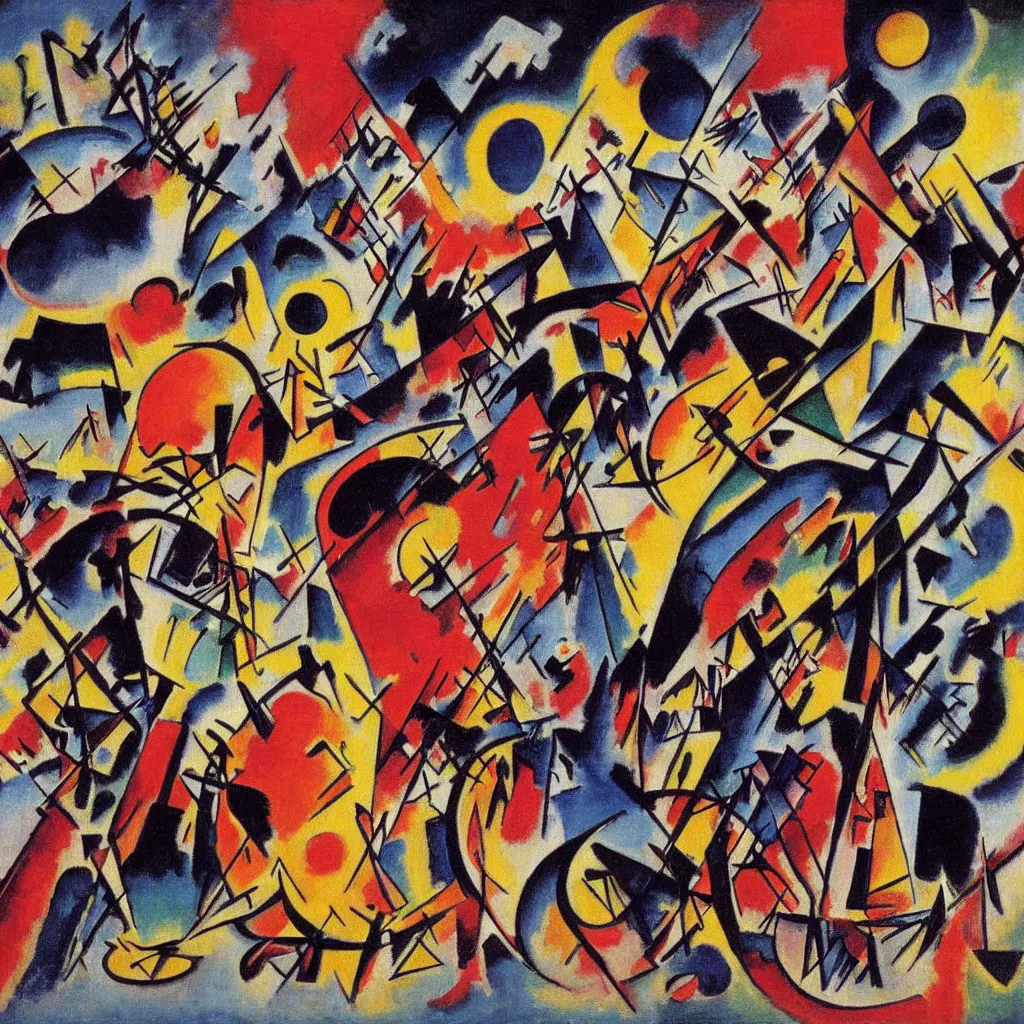 Image similar to kandinsky painting of hell