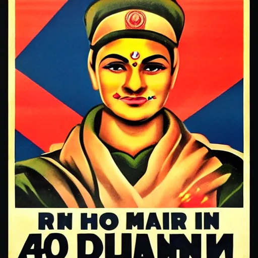 Image similar to propaganda posters of ghandiin the style of the german 1 9 4 0's recruitment posters, evil, 4 k