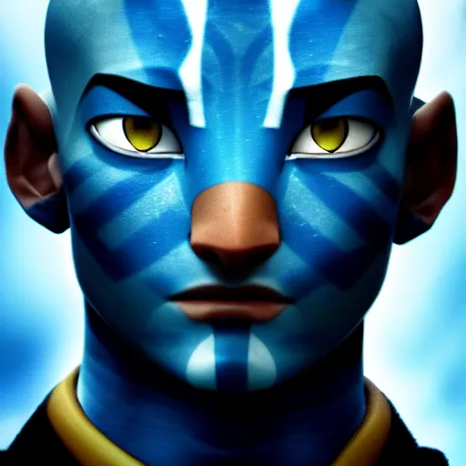 Prompt: a portrait of Avatar Aang by Zack Snyder, Christopher Nolan, Steven Spielberg, Avatar the Last Airbender, 8k photorealistic, cinematic lighting, HD, high details, dramatic