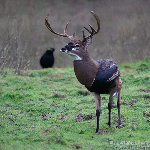 Image similar to crossbreed of a deer and a raven