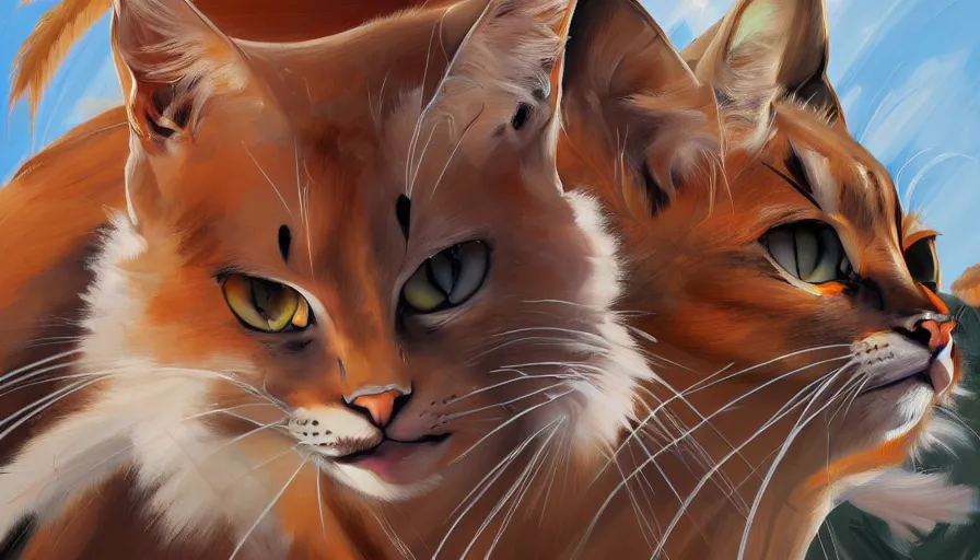 Image similar to highly detailed painting of really tall cats by greg tocchini, thick brush strokes and visible paint layers, 4 k resolution