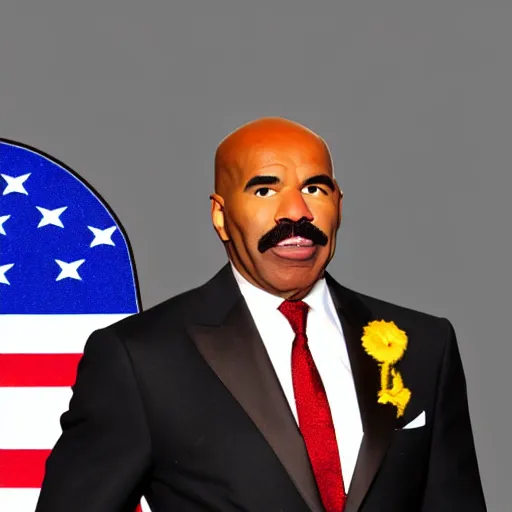 Prompt: steve harvey posing next to a nuclear bomb, detailed face, 4 k, deviantart