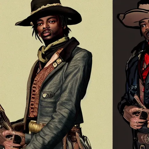 Image similar to Playboy Carti as a RDR 2 character,realistic,detalied,