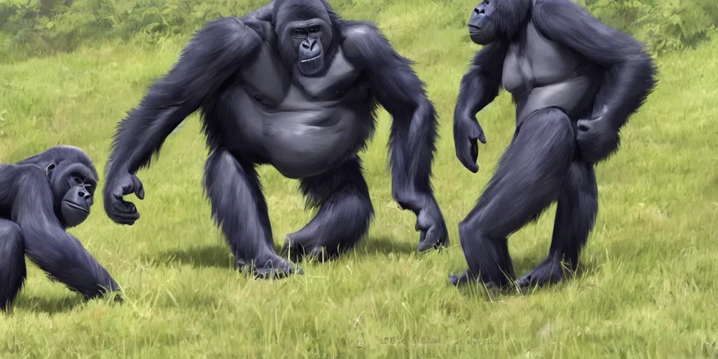 Image similar to two silverback gorillas fighting for dominance, by Makoto Shinkai, beautiful