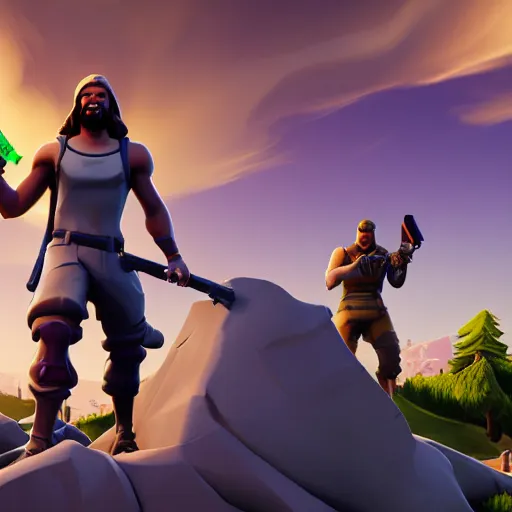 Image similar to screenshot of jesus in fortnite, unreal engine 5, 4 k, render, high definition