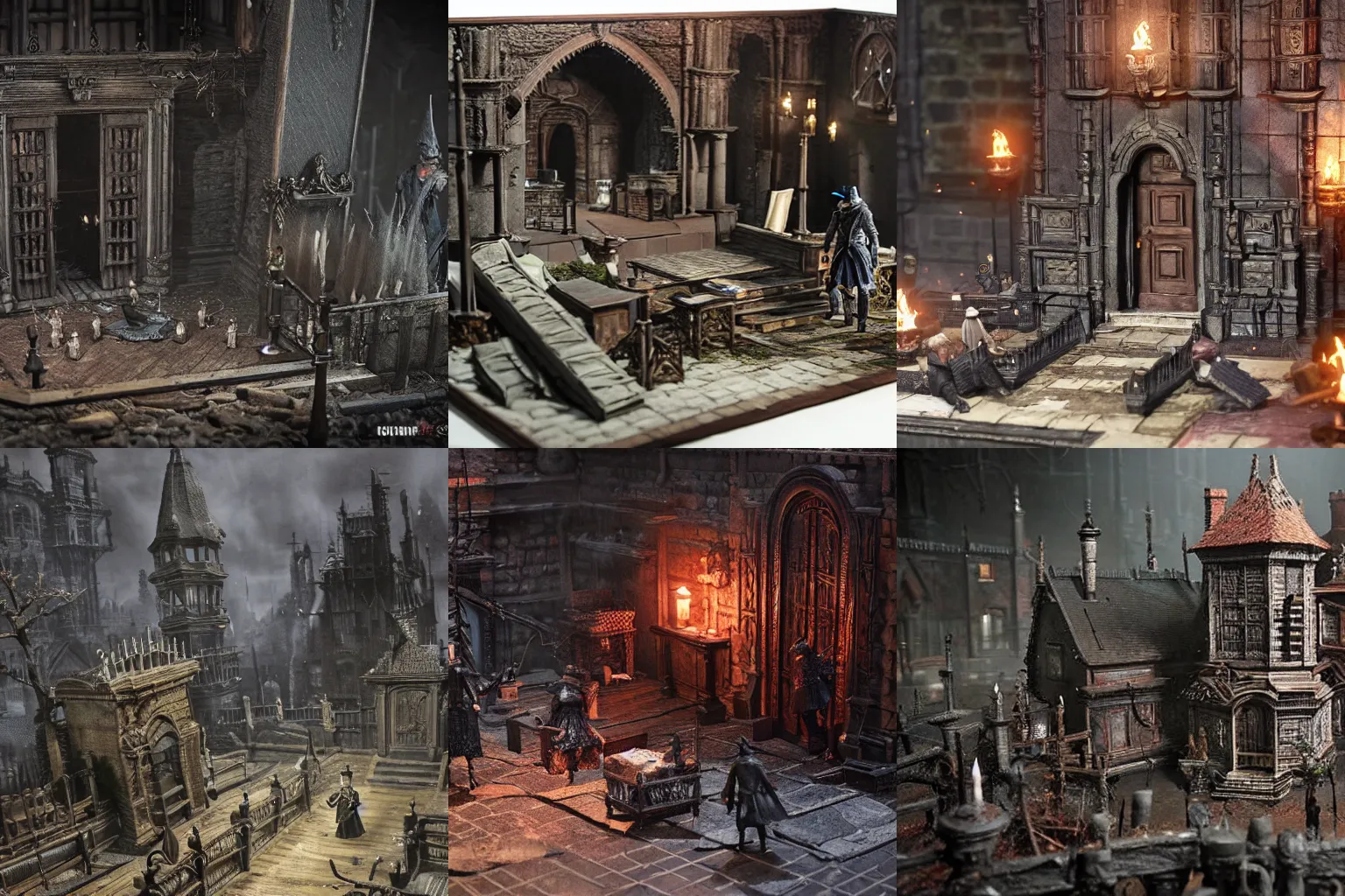 Prompt: extremely detailed miniature diorama of a scene from bloodborne