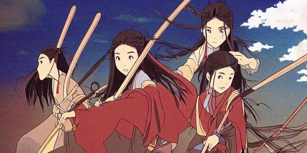Image similar to wuxia in the style of studio ghibli