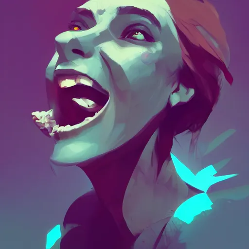 Image similar to abstract portrait of absolute laughter, hilarious laughing funny, dramatic lighting, unreal engine, by anton fadeev, by nolan, by greg rutkowski, trending on artstation