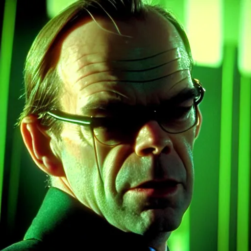 Image similar to close - up of hugo weaving as agent smith in the matrix, movie still frame, promotional image, imax 7 0 mm footage