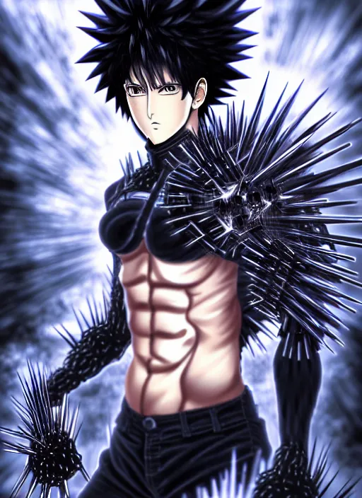 Prompt: a detailed manga full body portrait illustration of a dark spiky haired cyborg anime man surrounded by dark steam by hirohiko araki, detailed artwork, realism, 4 k resolution, detailed, high quality, sharp focus, hq artwork, insane detail, volumetric lighting, character concept art, fine details, clear subject, central subject