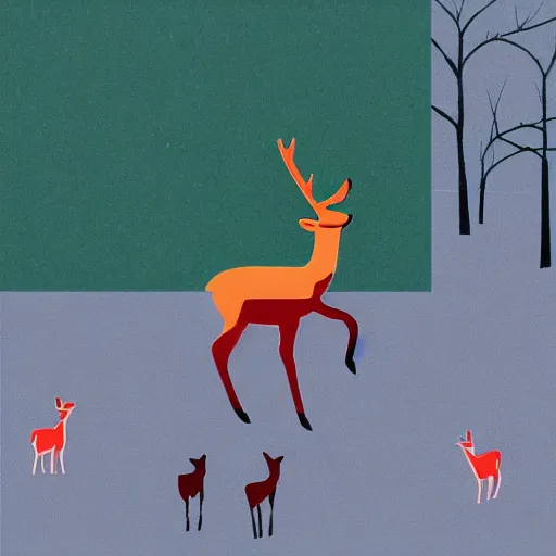 Image similar to deer playing guitar in the style of tatsuro kiuchi