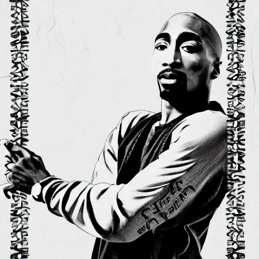 Image similar to Tupac Shakur, screenshot from a 2012s anime