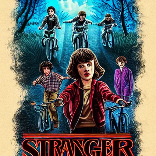 Prompt: stranger things harry potter illustration