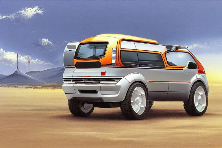 Image similar to 2 0 0 1 space odyssy concept painting of a honda e kei truck