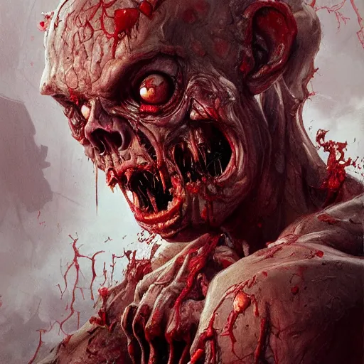 Image similar to zombie from doom eternal, front view, painted by stanley lau, painted by greg rutkowski, painted by stanley, artgerm, masterpiece, digital art, trending on arts