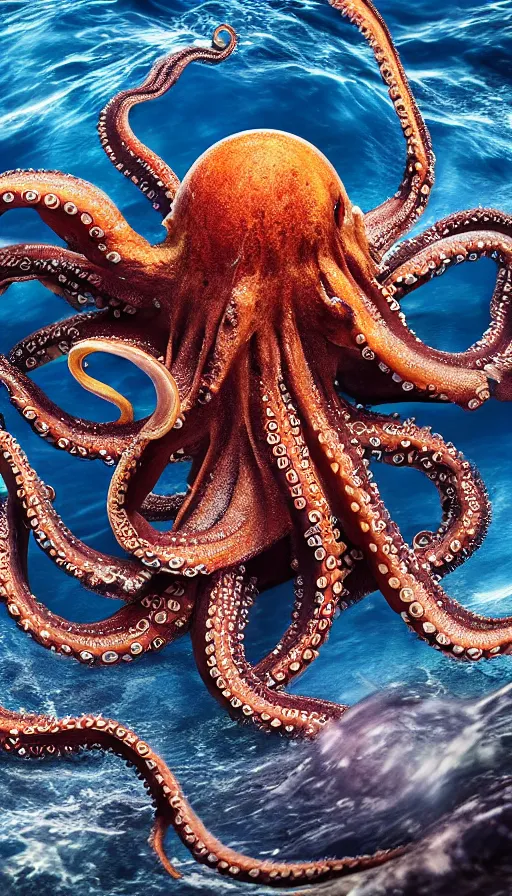 Image similar to Photo of a octopus in the ocean centered-photograph film still, dynamic action pose, National Geographic, insane detail, intricate, highly detailed, Zeiss Lens, DSLR photography, smooth, sharp focus, Unreal Engine 5, Octane Render, 35mm lens Redshift, depth of field 8K