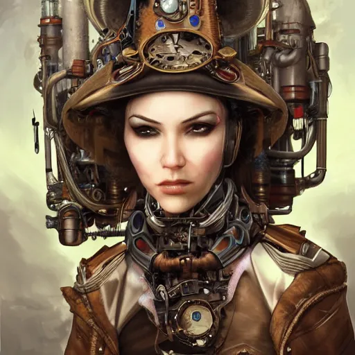 Prompt: portrait painting of a steampunk cyborg princess, ultra realistic, concept art, intricate details, eerie highly detailed