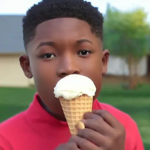 Image similar to YoungBoy never broke again eating ice cream 4K quality super realistic