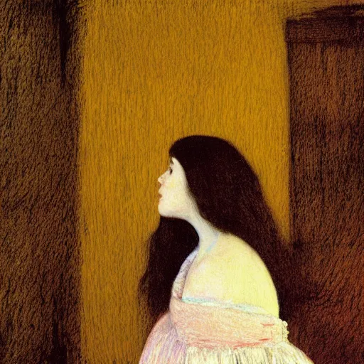 Image similar to a girl in a room, old polaroid by goya, by klimt, digital painting, strong lights, flat colors, pastel colors,