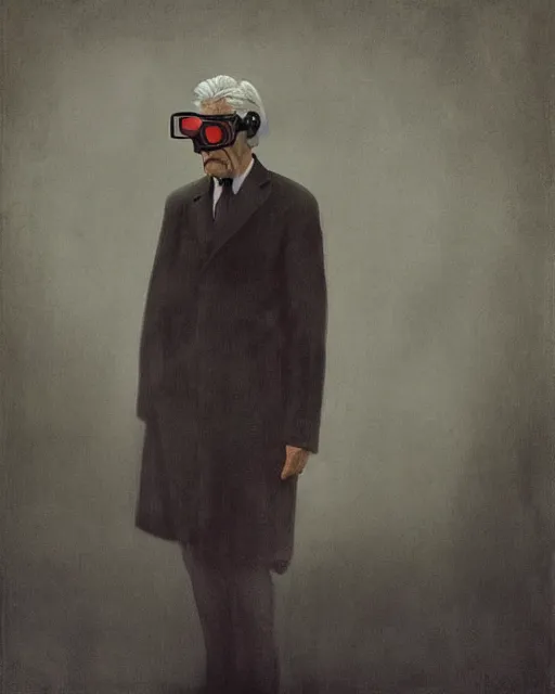 Prompt: Portrait Sam Elliott wearing safety goggles and black coat by charlie bowater elina brotherus greg rutkowski Dan Witz paul klee jamie wyeth victo ngai