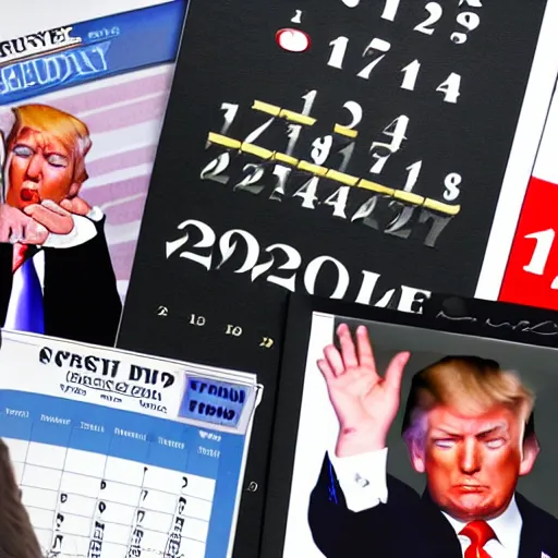 Prompt: a calendar marked with the day Donald Trump dies