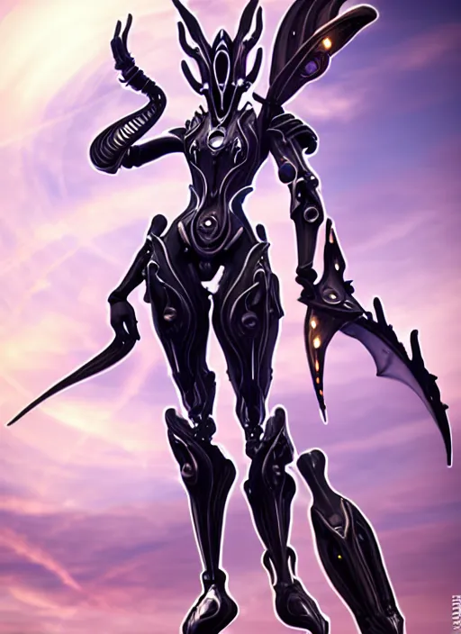 Image similar to extremely detailed goddess shot, front shot, low shot, of a beautiful saryn warframe, that's a giant beautiful stunning anthropomorphic robot female dragon with metal cat ears, standing elegantly on a mountain, detailed sharp robot dragon claws, robot dragon feet, streamlined pink armor, thick smooth warframe thighs, long elegant tail, detailed warframe fanart, destiny fanart, high quality digital art, giantess art, furry art, 3D realistic, warframe art, Destiny art, furaffinity, DeviantArt, artstation, 8k HD, octane render