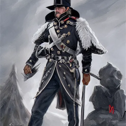 Image similar to a confederate general with puffy black sideburns, dnd character art, painting by artgerm and ed binkley
