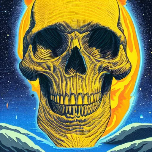 Image similar to ngc 3132 melting mysterious skull landscape by Casey Weldon, dan mumford 8k ultra high definition, upscaled, perfect composition , golden ratio, edge of the world, image credit nasa nat geo