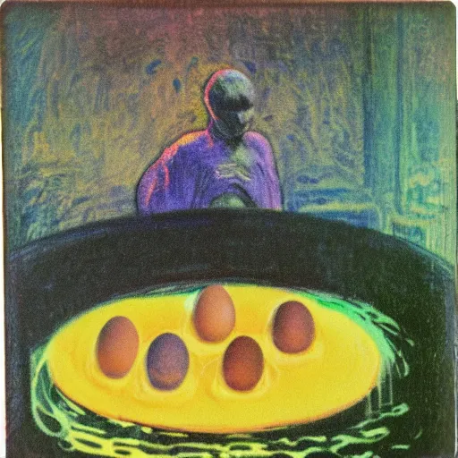 Image similar to deadly otherworldly innovative pond blob rottweiler bamboo tree muffin eggs, by francois de nome and claude monet and michelangelo, fauvist, polaroid photo, synthwave