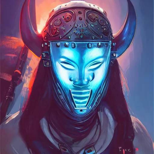 Image similar to cyberpunk viking helmet mask warrior goddess robot ninja fantasy, art gta 5 cover, official fanart behance hd artstation by jesper ejsing, by rhads, makoto shinkai and lois van baarle, ilya kuvshinov, ossdraws