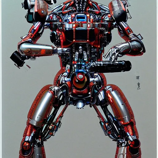 Image similar to a man with cybernetic arms, highly detailed, by katsuhiro otomo