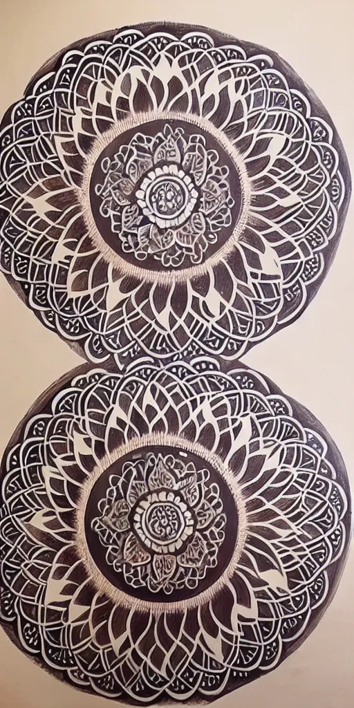 Image similar to a very intricate gaint lotus mandala half painted