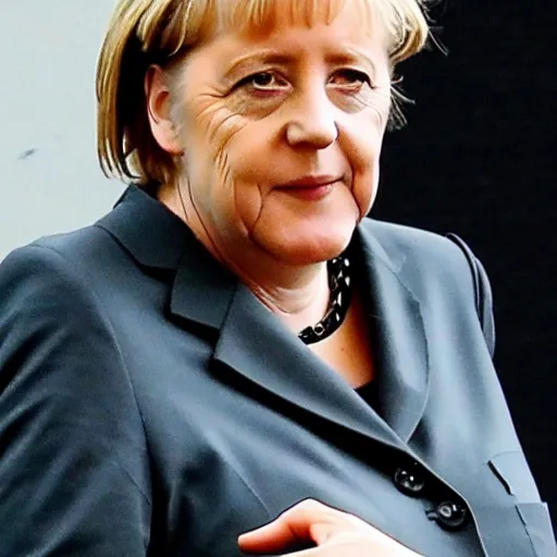 Prompt: photo of angela merkel doing the hair styleing of boris johnson