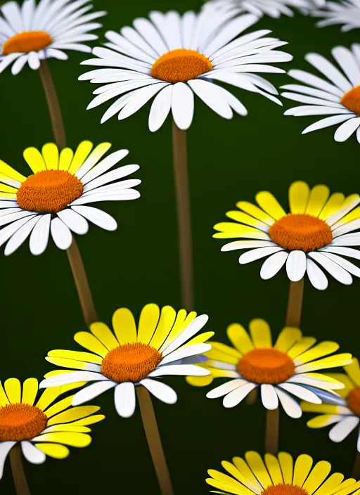 Image similar to bright flowerpatch of smooth daisies by zaha hadid, up close shot, sharp focus, global illumination, radiant light, irakli nadar, octane highly render, 4 k, ultra hd,