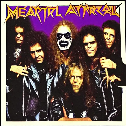 Prompt: album cover 8 0 s thrash metal band metallica ride the lightning anthrax megadeth
