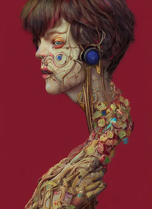 Image similar to portrait made of wood :: by Martine Johanna and Simon Stålenhag and Chie Yoshii and wlop and Guillermo del toro :: ornate, dynamic, particulate, rich colors, elegant, centered, artstation, smooth, sharp focus, octane render, 3d