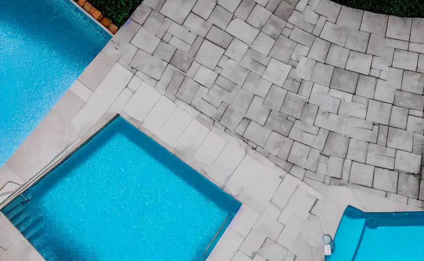 Image similar to top view of a pool, natural light, cinematic lighting, 8 k