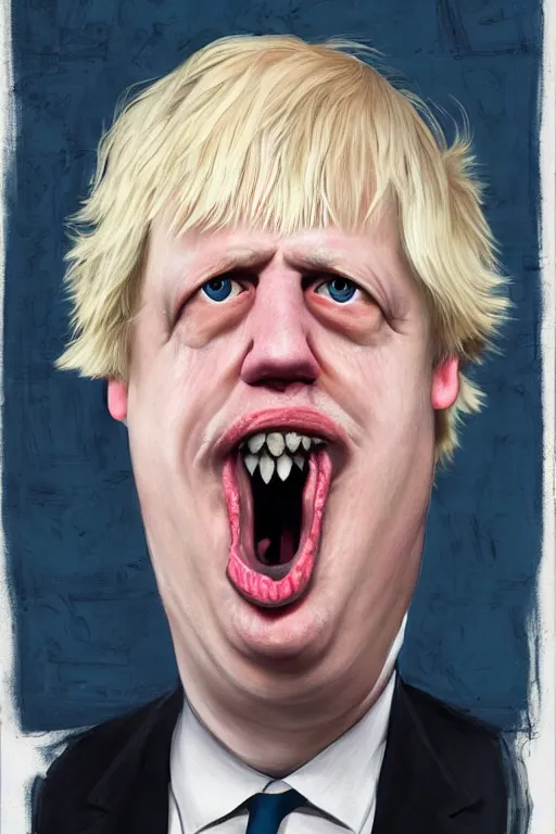 Image similar to extremely derpy looking boris johnson portrait, created by Martine Johanna