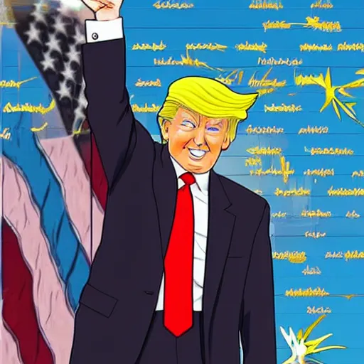 Prompt: Donald Trump goes into Sage Mode, anime art