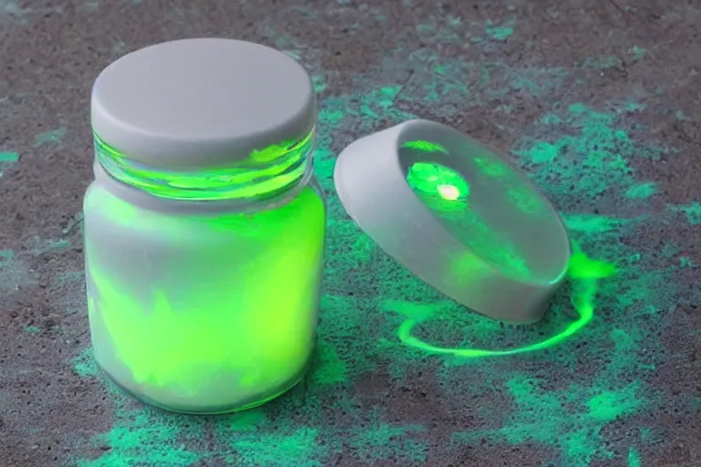 Image similar to chemiluminescence clouds in a jar