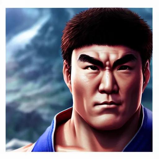 Image similar to portrait of ryu from street fighter, matte painting, artstation, 4 k